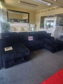 Brand New Black Corduroy Sectional Sofa