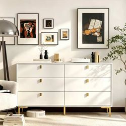 66inch 6-Drawer Dresser Buffet Sideboard for Home Storage with Metal Legs