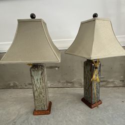 Thomasville Furniture, Pair of Lamps 28” tall, 3 way socket, very solid weight