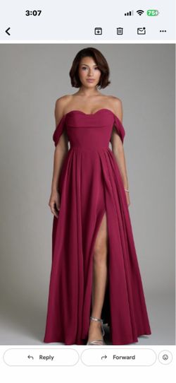 Burgundy Off-Shoulder Formal Maxi Dress