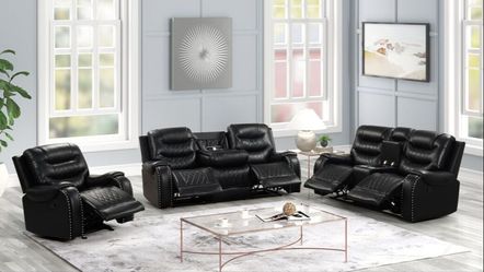 Reclining Sofa Set 3PCS In Black Brand New In The Box Only $1349
