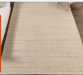 Hand Loomed Handmade Natural Jute Cotton Area Rug 3x5 ft Solid Flatweave