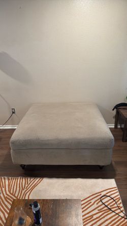 Large Oversized Beige Ottoman