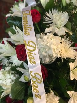 Custom Funeral sash with Glitter Gold Text