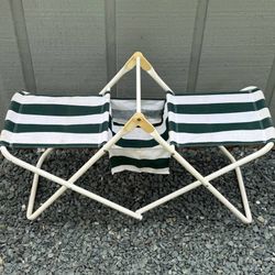 Vintage Compact Folding Double Seat And Storage Camping Fishing Garden Yard Beach Chair