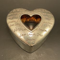 Brighton Damascus Rose Bouquet Candle In Reusable Silver Heart Trinket Holder (basically new)