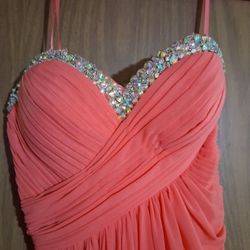 HOT PEACH PROM DRESS FORMAL