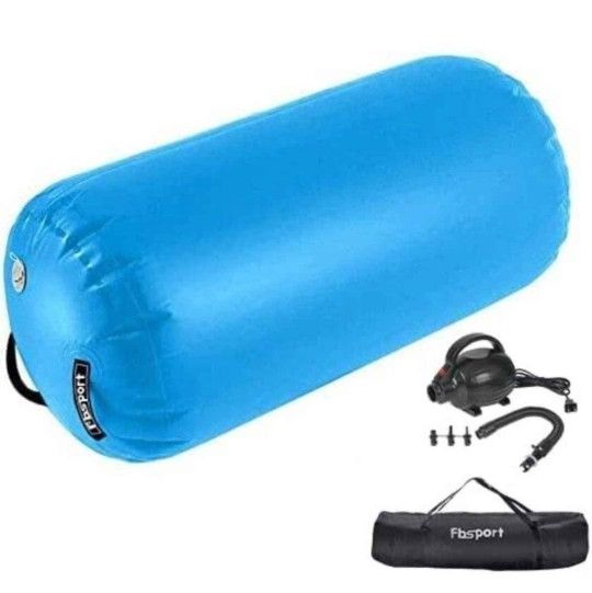Air Roller Air Spot Gymnastics Air Barrel, Air Mat, Round Inflatable Springsboard Tumble Backbend Trainer with Electric Pump for Yoga Cheerleading