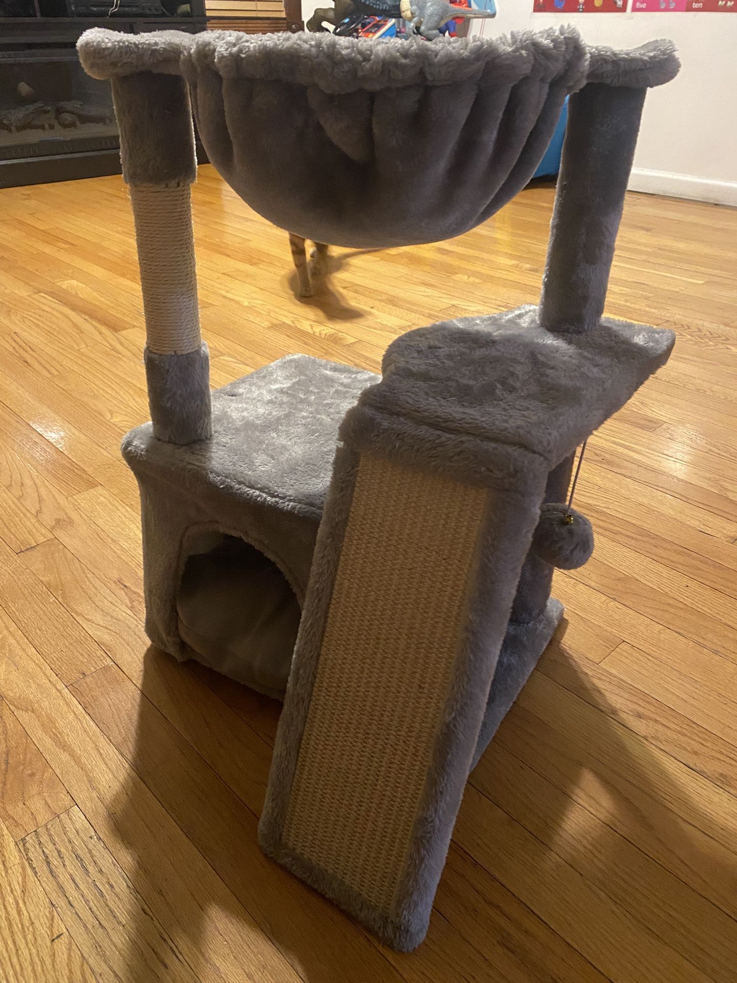 Small Cat Tree With Hammock And Two Cat Scratchers