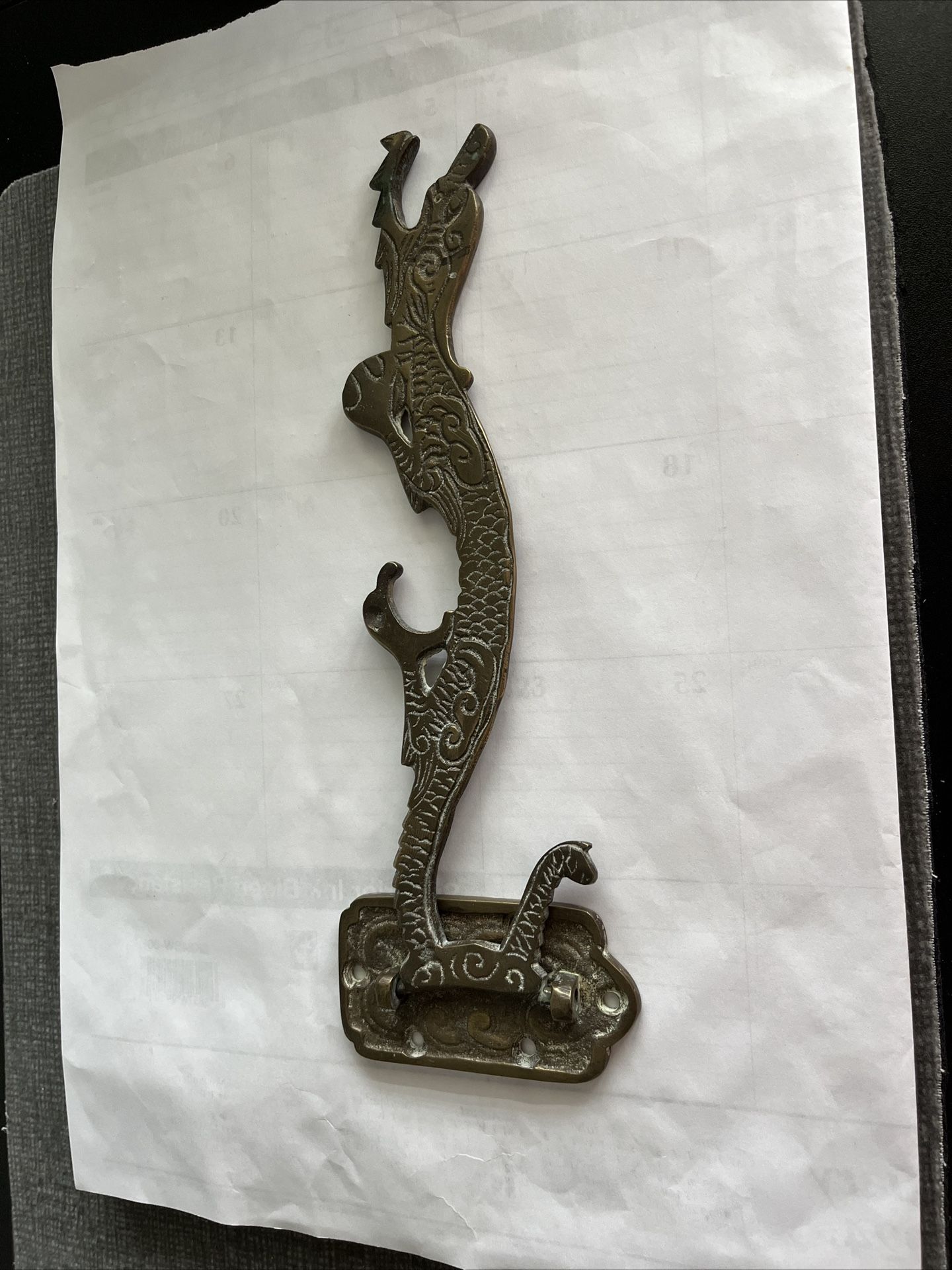 Chinese Dragon Brass Swivel Hook Bracket