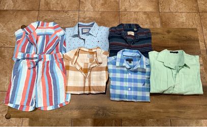 Boys Mixed Lot of 6 Button-Up Shirts and Romper