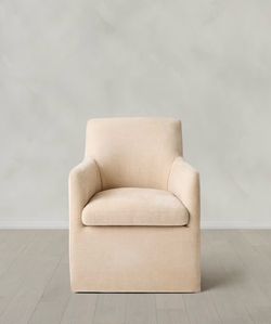 Quince Beige Slipcover Chair (removable wheels)