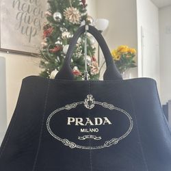 Prada Handbag Canapa Canvas with Authentication