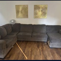 3 Part Sectional Gray Couch 