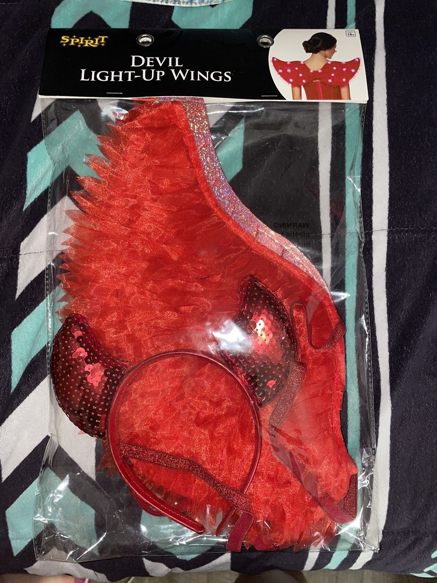 Red Wings With Devil Head Band