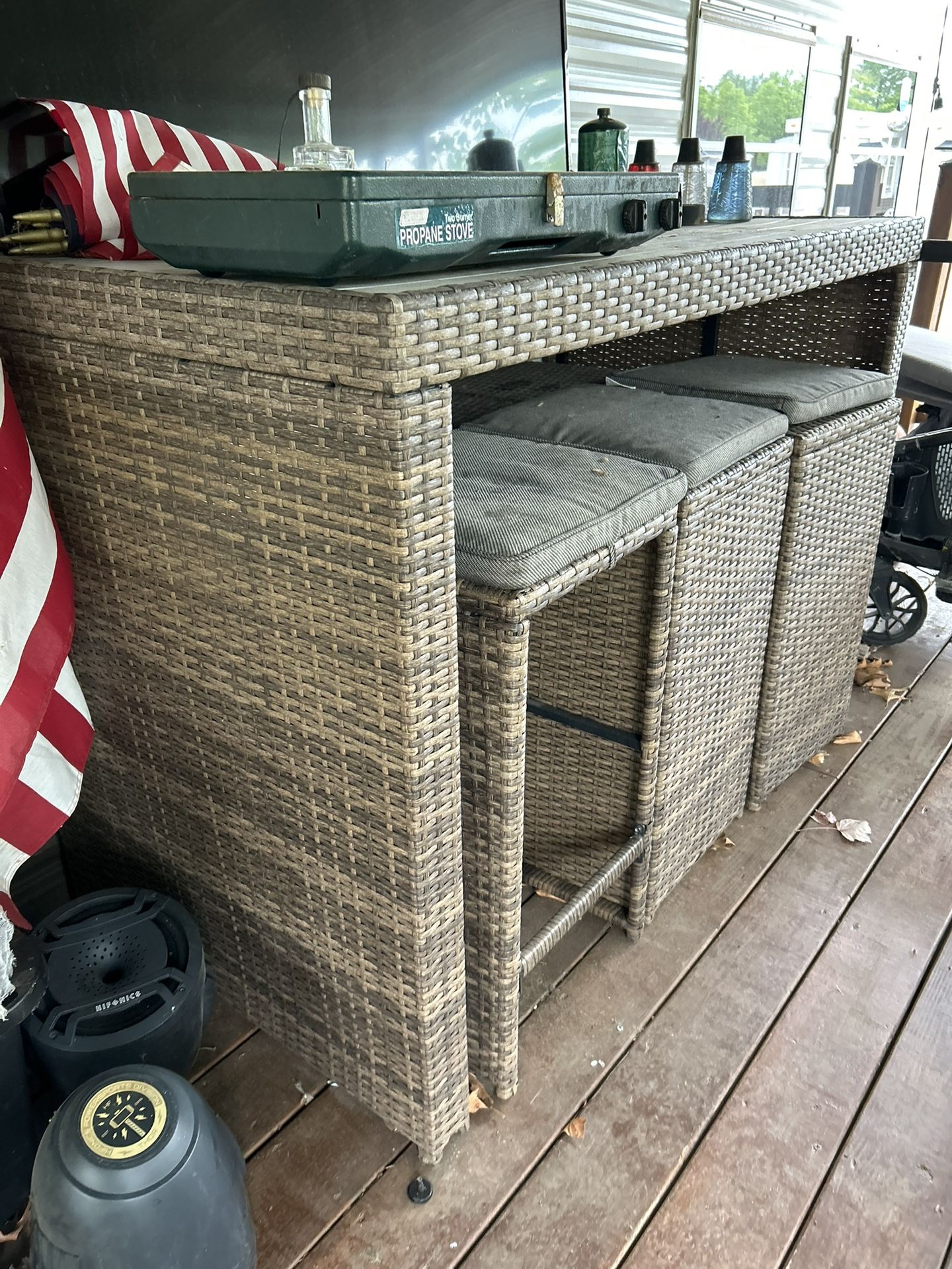Plastic Wicker Bar Set