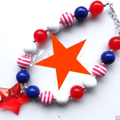 Red White And Blue Star Childrens Necklace 
