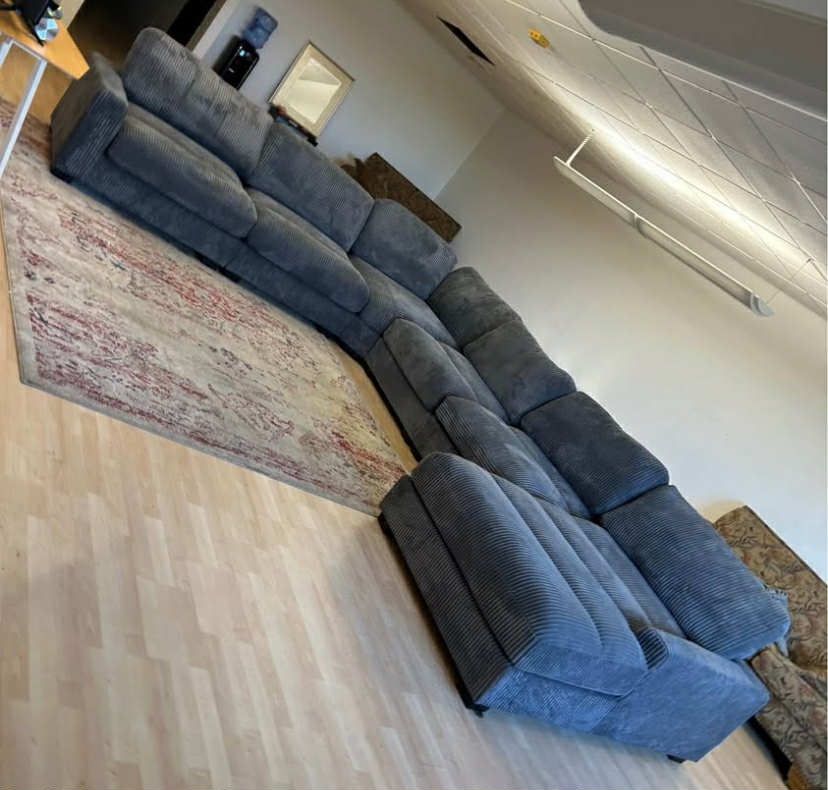 New X-Large 127x164x66 Corduroy Sectional Couch / Free Delivery 