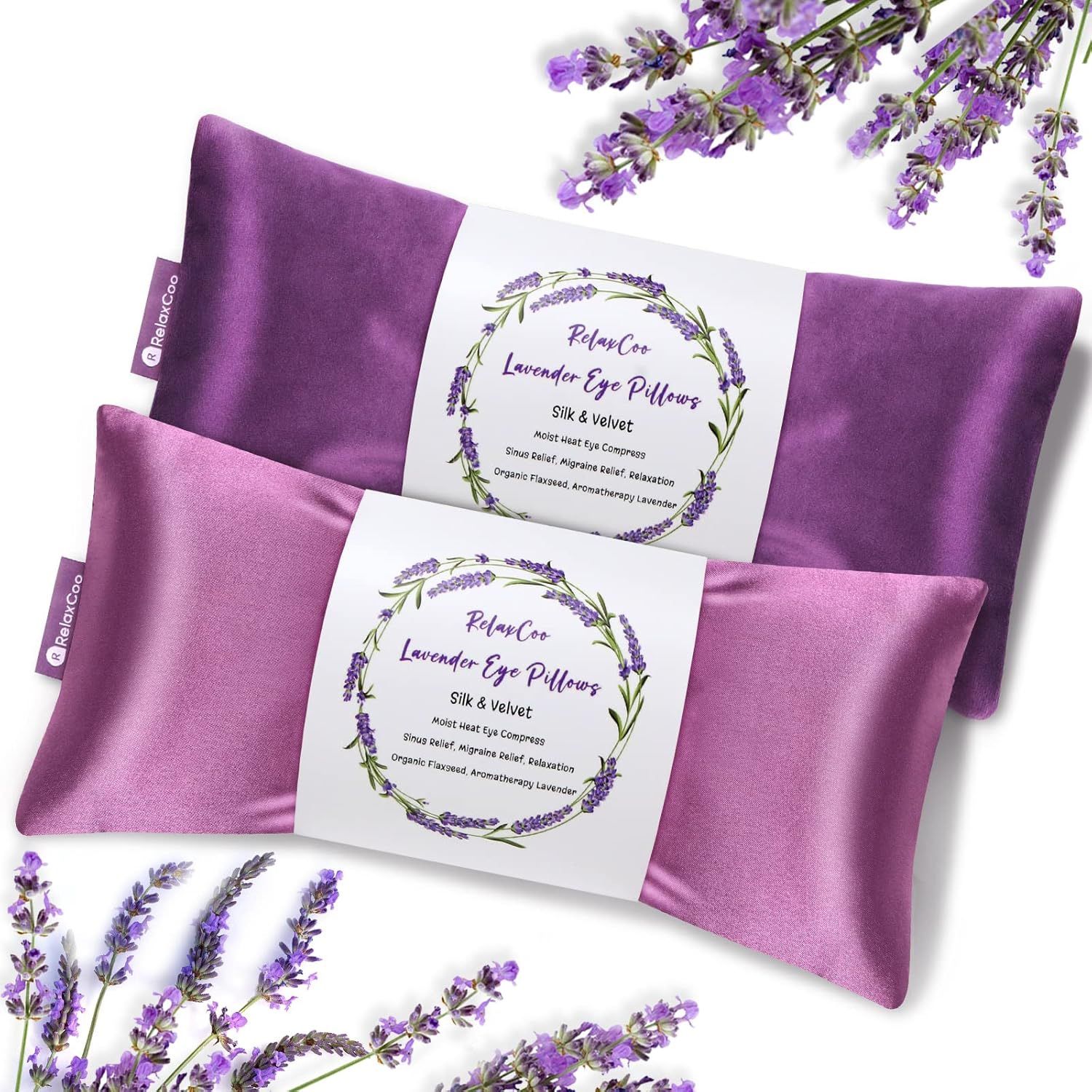 Lavender Eye Pillow for Relaxation, Yoga, Sleeping with Aromatherapy, Pack of 2