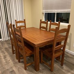 Solid Wood Dining Table w Console & Wine Rack