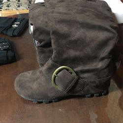 Tall  Brown And Black Boots !!!! NEVER  Worn!