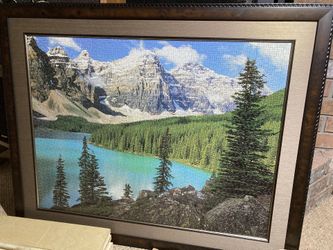 Large Framed Puzzle Alpine Mountain Lake Art