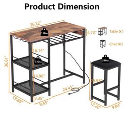 Bar table for 2 with Chairs