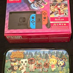 Nintendo Switch Mario Kart 8 edition w/Games and Animal Crossing case