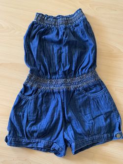 Denim strapless shorts romper misses size L
