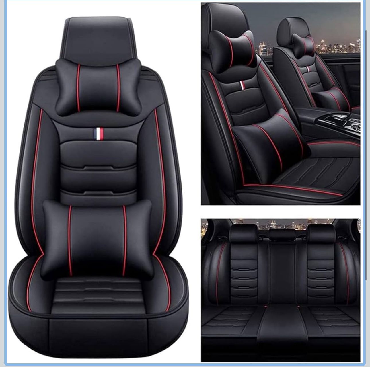 ✨ New Factory universal  PU Leather Car Seat Covers - 5-Pc Set, Universal Fit 