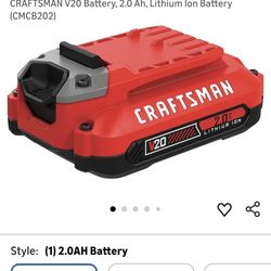 CRAFTSMAN V20 Battery, 2.0 Ah, Lithium Ion Battery