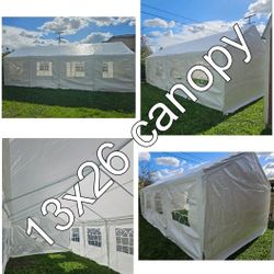 13x26FT Party Tent Heavy Duty Wedding Tent Event Shelters Outdoor Canopy Upgraded Galvanized Steel Carport with Removable Sidewall Windows for Commerc