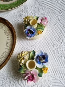 Floral Bone China Candleholder Flowers