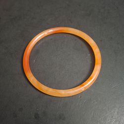 Natural Carnelian Agate Solid Gemstone Bangle Bracelet XL Size Mint Condition