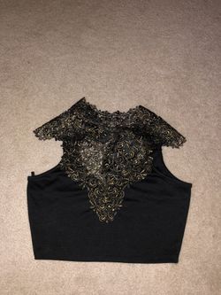 New With Tags Black With Gold Crop Top Size M