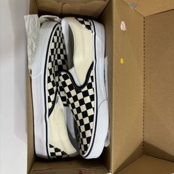 Vans Classic Checkered Black Slip On Shoes, NEW! Men's Size 10
