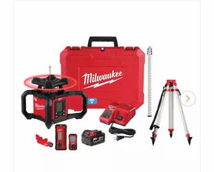 M18 4000 ft. Red Exterior Dual Slope Rotary Laser Level Kit with Receiver, Remote, Grade Rod and Tripod