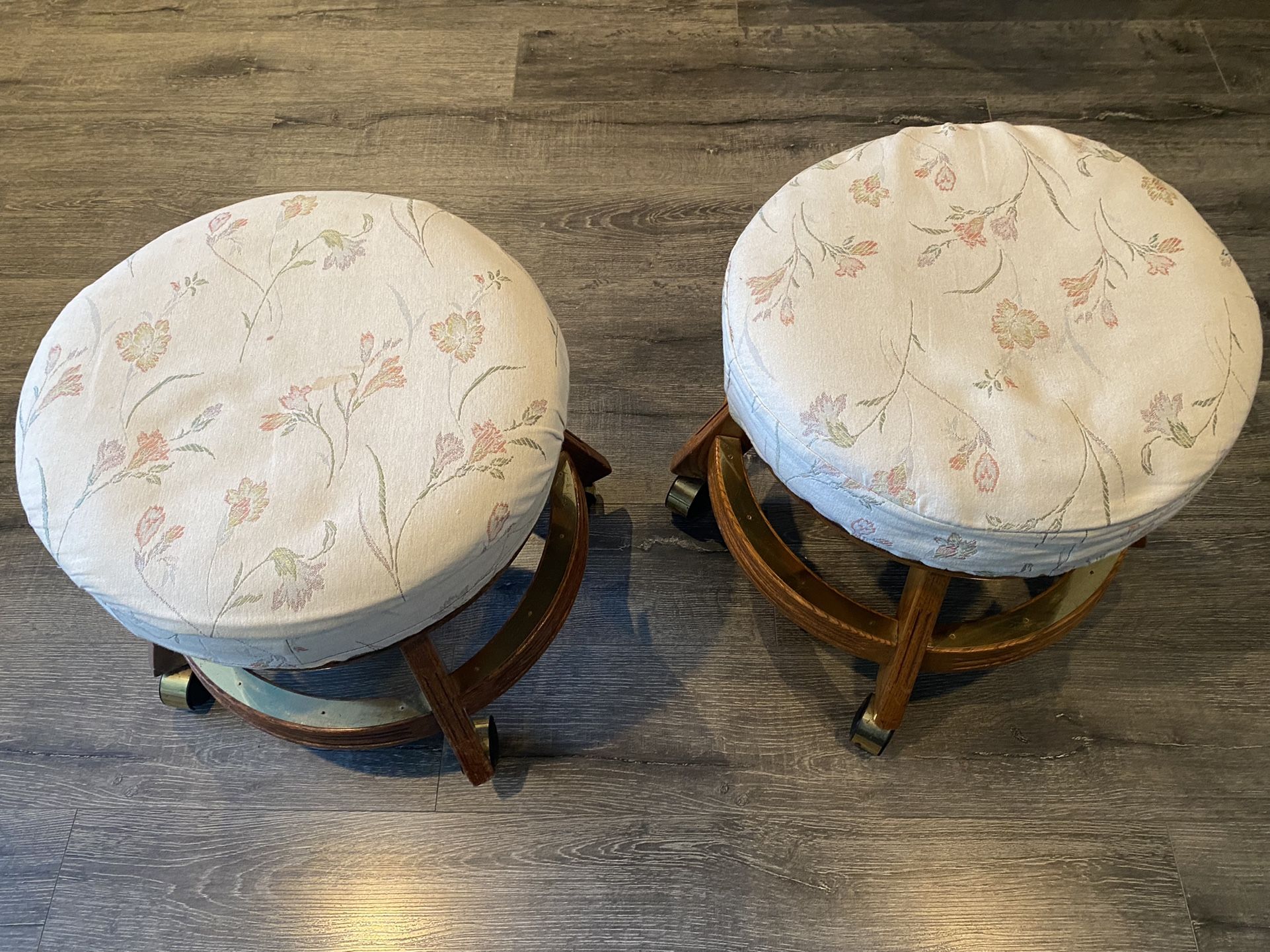 Vintage chairs  with rollers. Solid wood. Set of two. Good conditions. One chair need repair of cover. (some rips). Both chairs has additional covers.