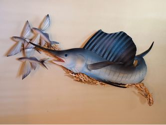3D Metal Sailfish & Flying Fish Wall Art