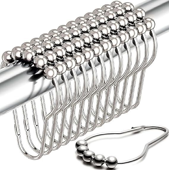 Shower Curtain & Curtain Hooks Rust Proof (12)