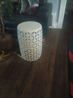 White metal end table