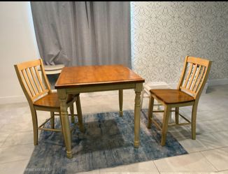 Wood table with 2 chairs