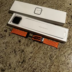 Apple Watch Series 7 Stainless Steel With Orange Band