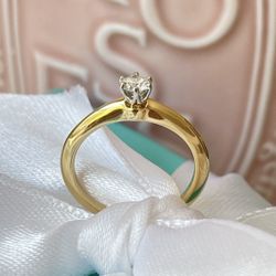 Tiffany & Co. Solitaire Ring YG 18K and Platinum .20 tcw size 5 in Tiffany Box