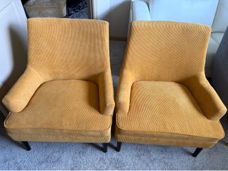 Pair of Mustard Yellow Corduroy Arm Chairs
