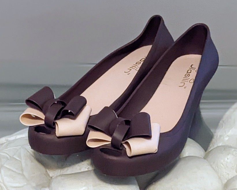Aubergine Jelly Wedge Heels 7