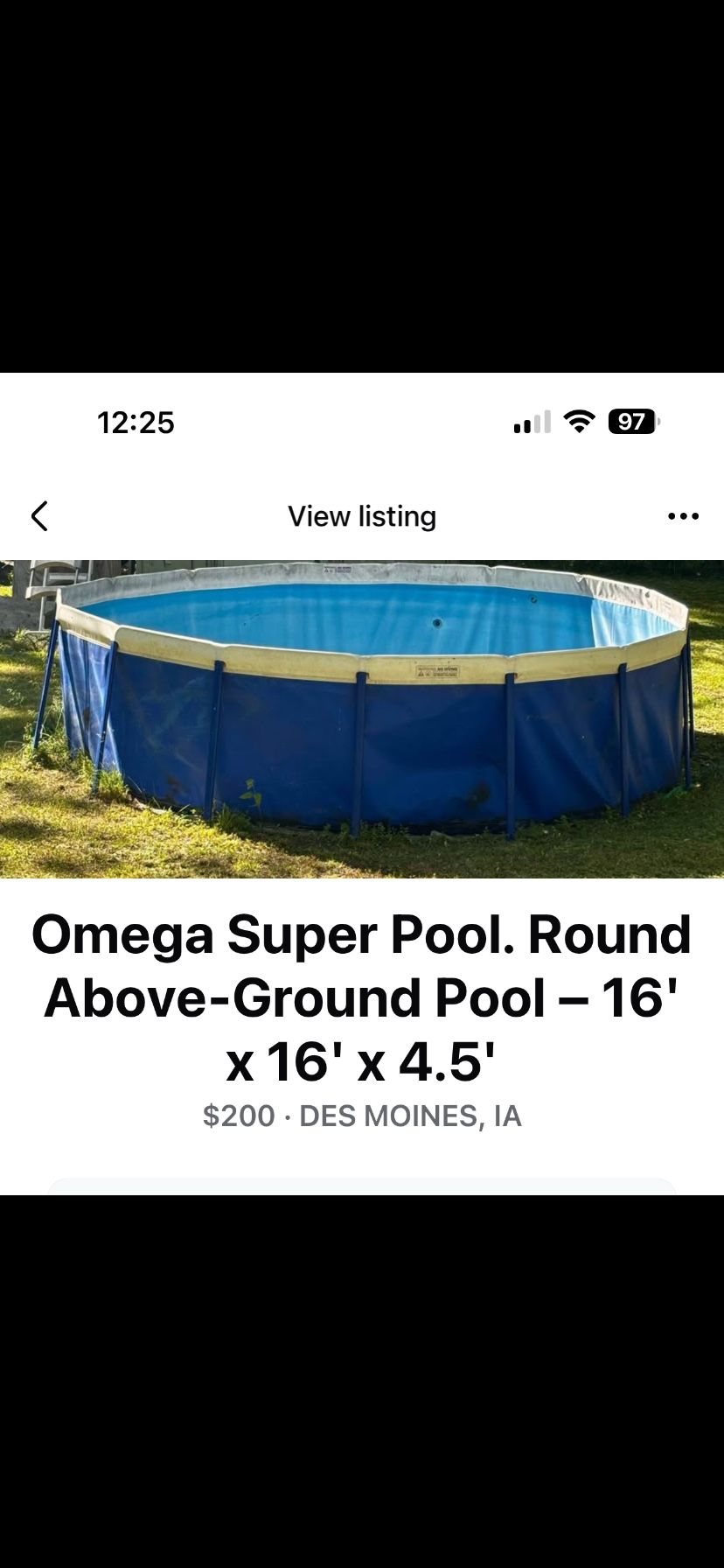 16 X 16 x 4.5 Omega Pool