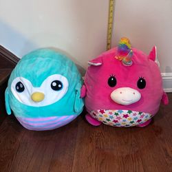 Lot of 2-13” Plush Stuffed Animals Unicorn and Penguin