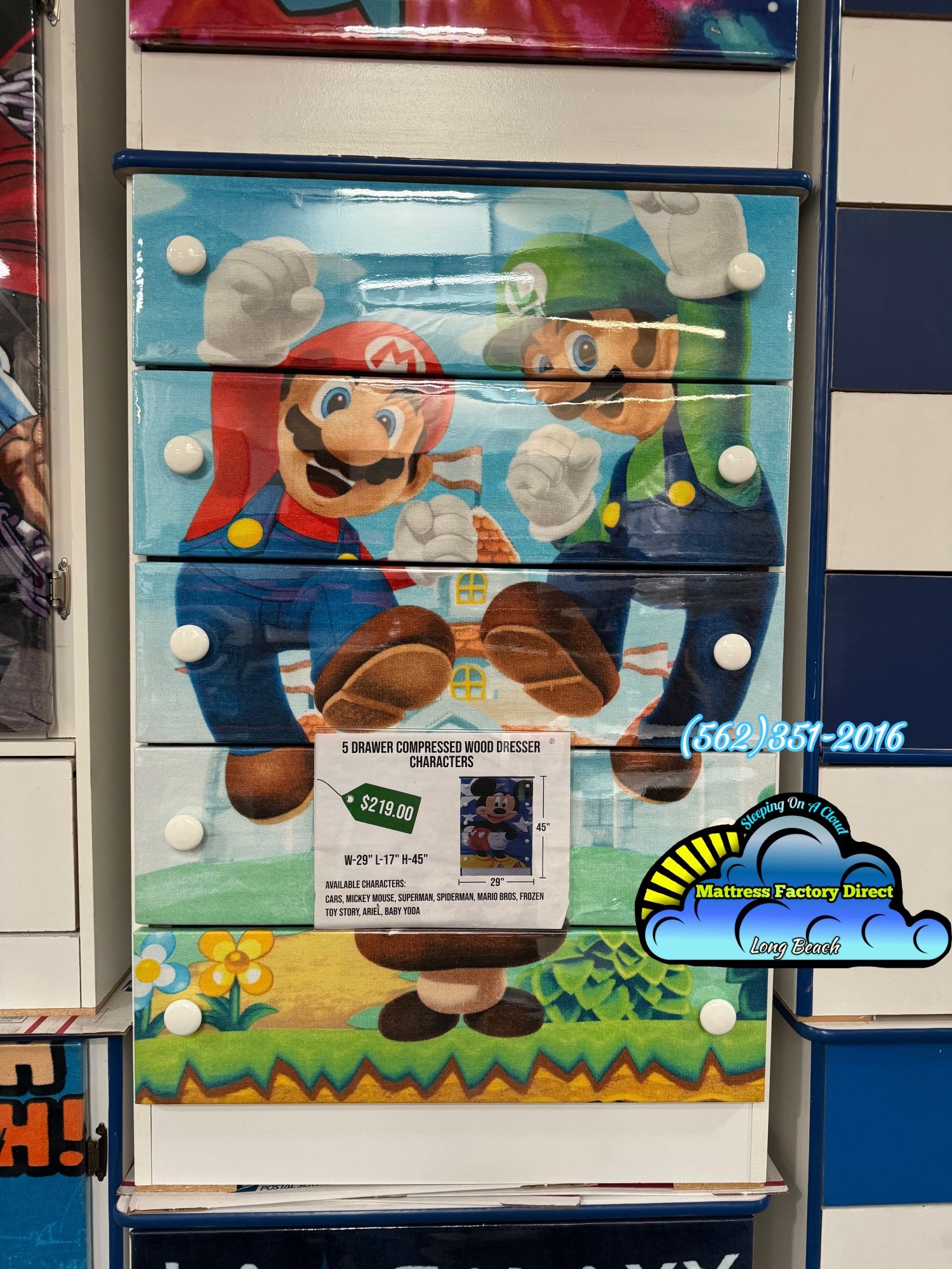 Five Mario Brothers Cajonera New Comoda Dresser