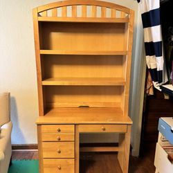 Child’s wooden desk and matching bookcase